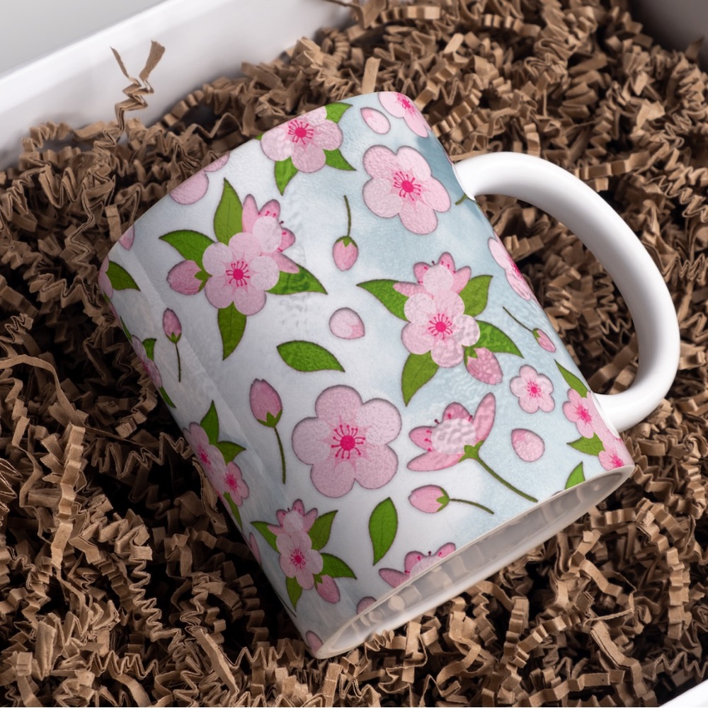 Handmade Pink Floral Coffee Cup | New 15oz Sublimated Coffee Mug